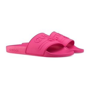 GUCCI Pursuit Slide Sandal in Fuchsia Pink 🌸